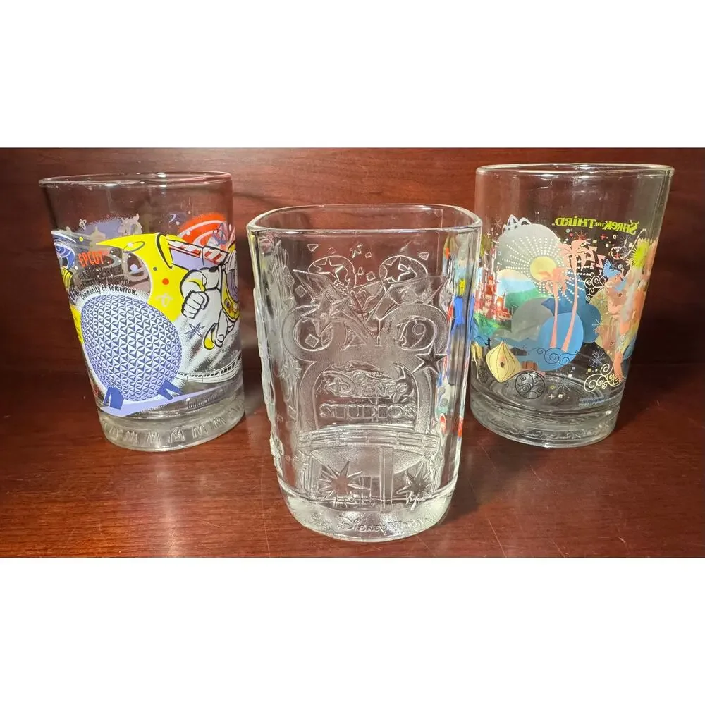 McDonald's Set Of 3 Collector Drinking Glasses Vintage Walt Disney World
